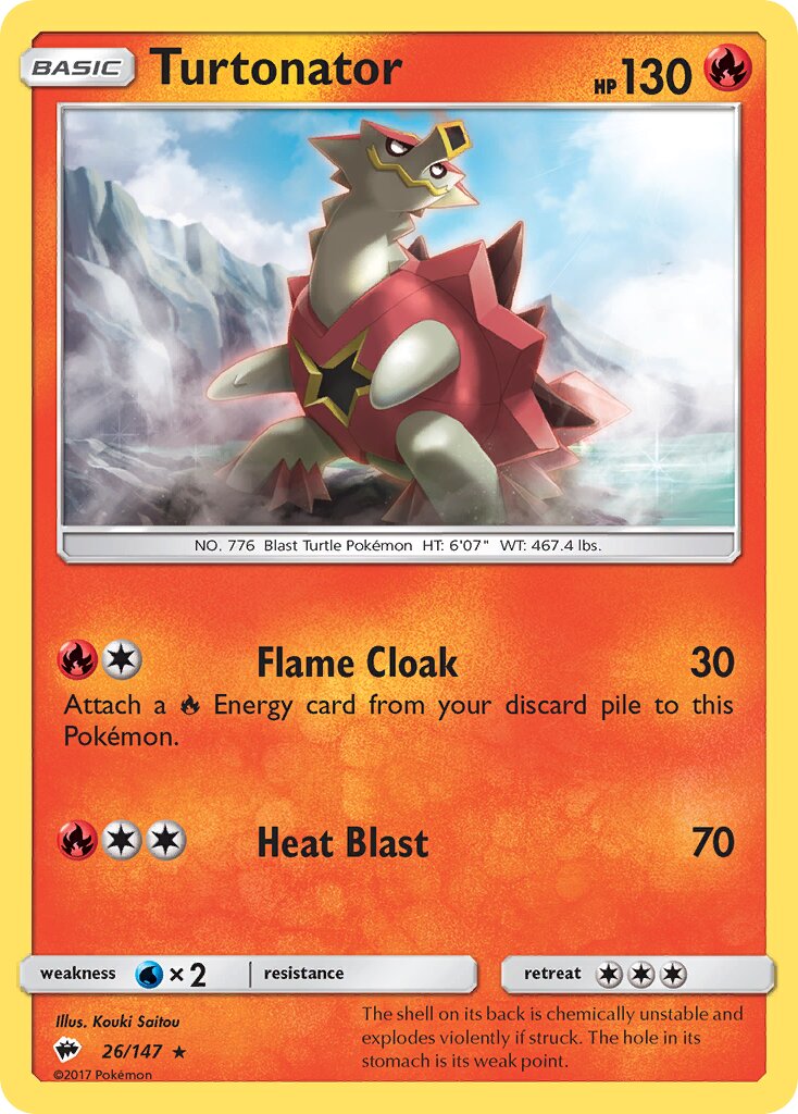 Turtonator 026/147 — Burning Shadows (English Pokémon TCG card)