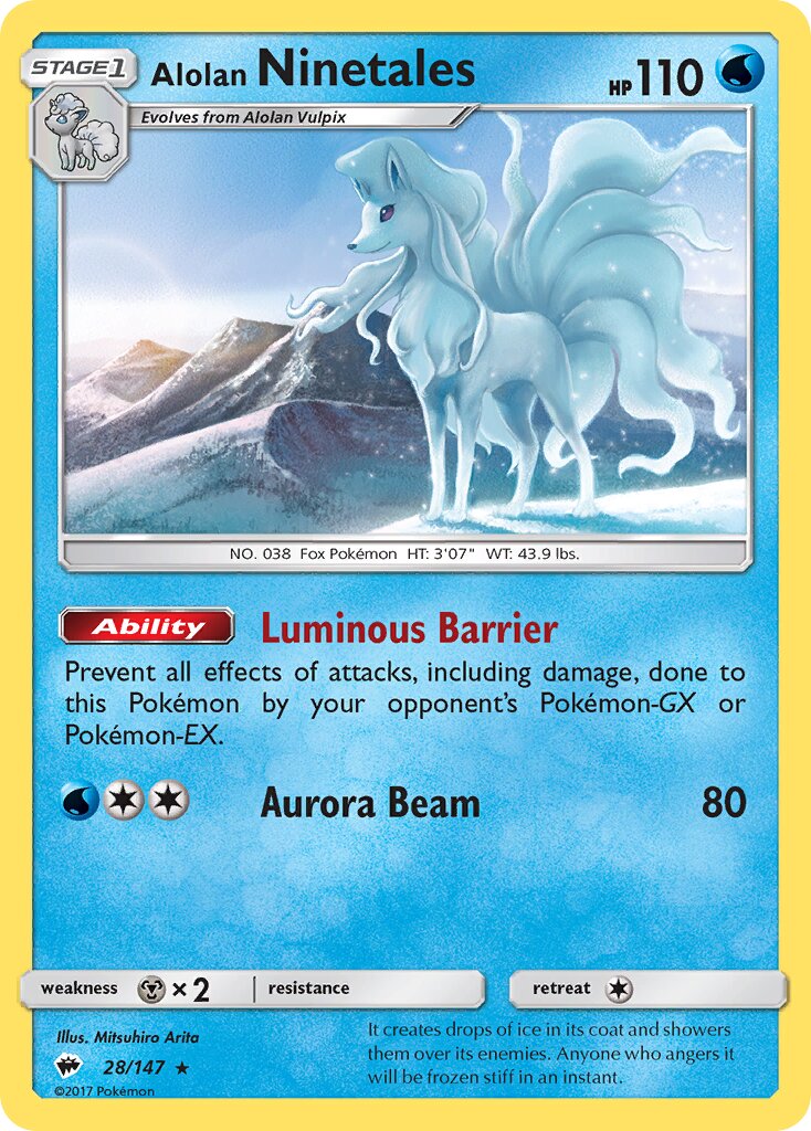 Alolan Ninetales 028/147 — Burning Shadows (English Pokémon TCG card)