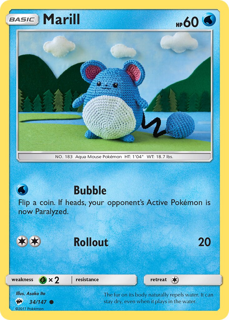 Marill 034/147 — Burning Shadows (English Pokémon TCG card)