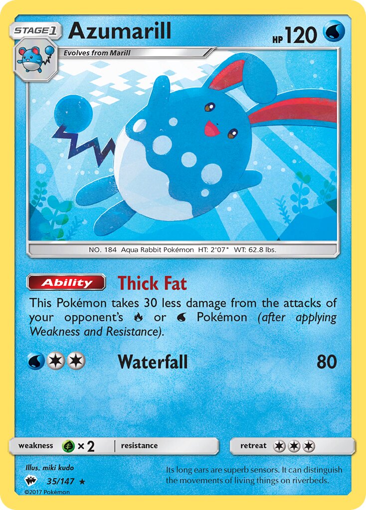 Azumarill 035/147 — Burning Shadows (English Pokémon TCG card)