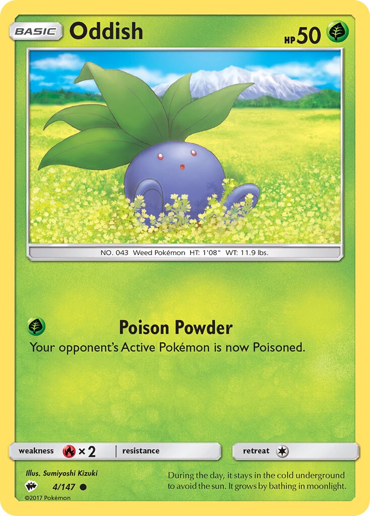 Oddish 004/147 — Burning Shadows (English Pokémon TCG card)