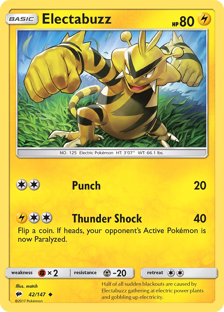 Electabuzz 042/147 — Burning Shadows (English Pokémon TCG card)