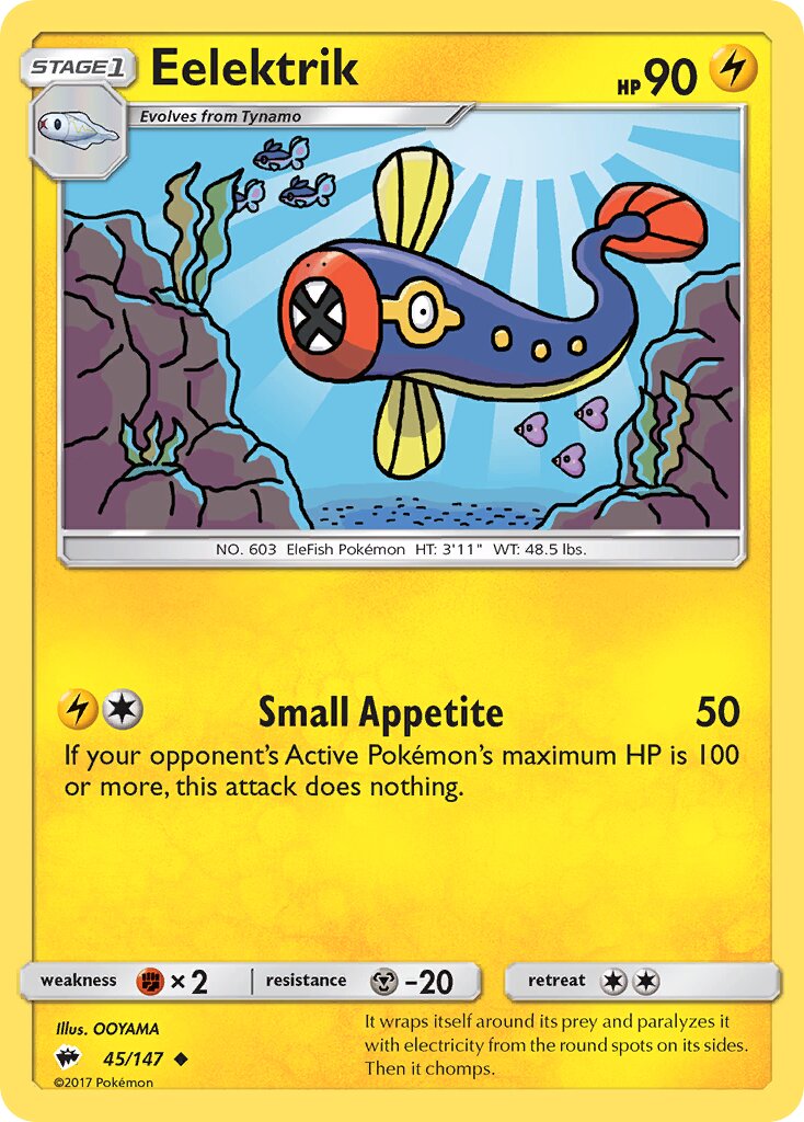 Eelektrik 045/147 — Burning Shadows (English Pokémon TCG card)