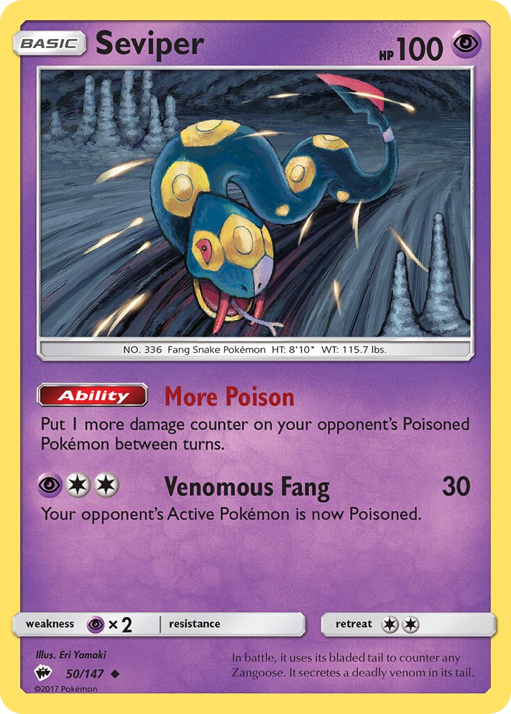Seviper 050/147 — Burning Shadows (English Pokémon TCG card)