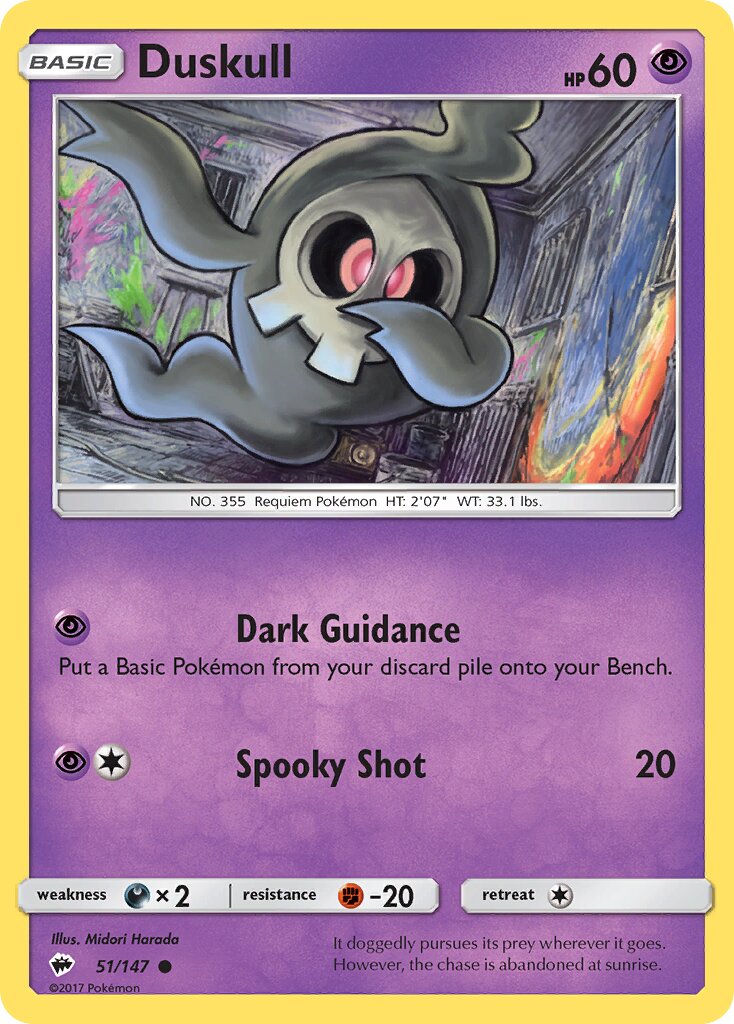 Duskull 051/147 — Burning Shadows (English Pokémon TCG card)