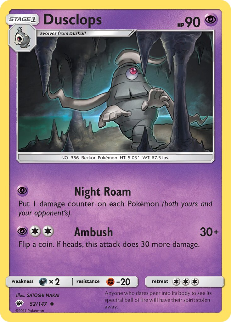 Dusclops 052/147 — Burning Shadows (English Pokémon TCG card)