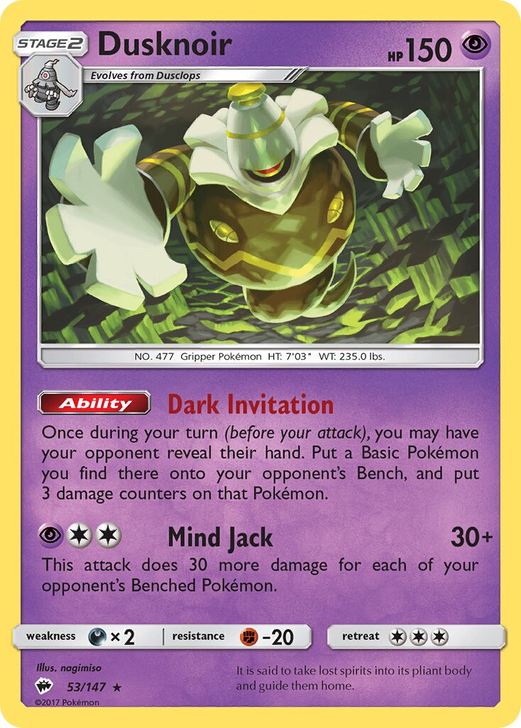 Dusknoir 053/147 — Burning Shadows (English Pokémon TCG card)