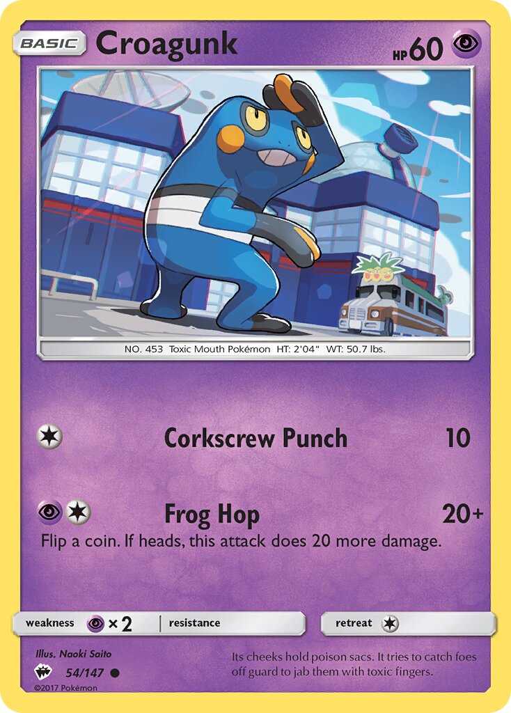 Croagunk 054/147 — Burning Shadows (English Pokémon TCG card)