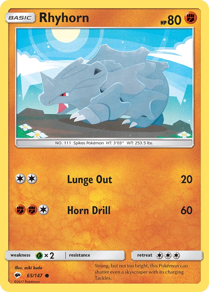 Rhyhorn 065/147 — Burning Shadows (English Pokémon TCG card)