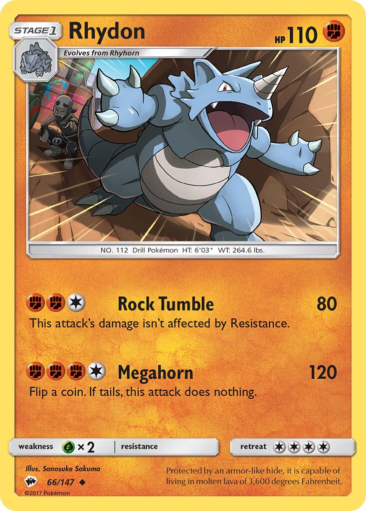Rhydon 066/147 — Burning Shadows (English Pokémon TCG card)