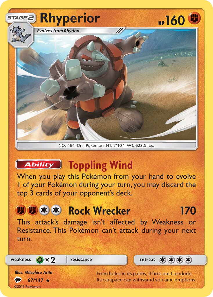 Rhyperior 067/147 — Burning Shadows (English Pokémon TCG card)