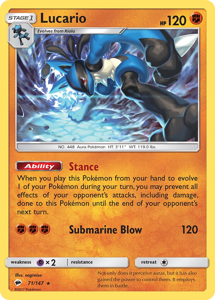 Lucario 071/147 — Burning Shadows (English Pokémon TCG card)