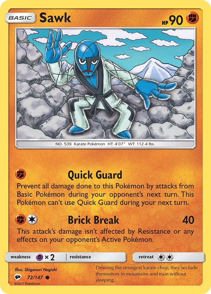 Sawk 072/147 — Burning Shadows (English Pokémon TCG card)