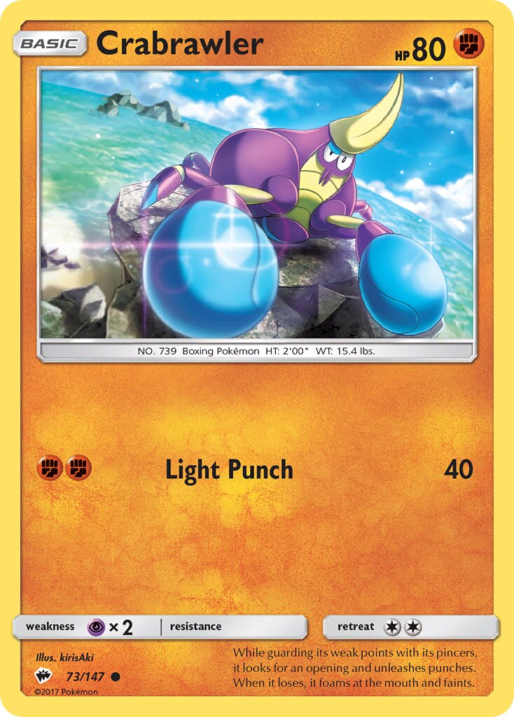 Crabrawler 073/147 — Burning Shadows (English Pokémon TCG card)