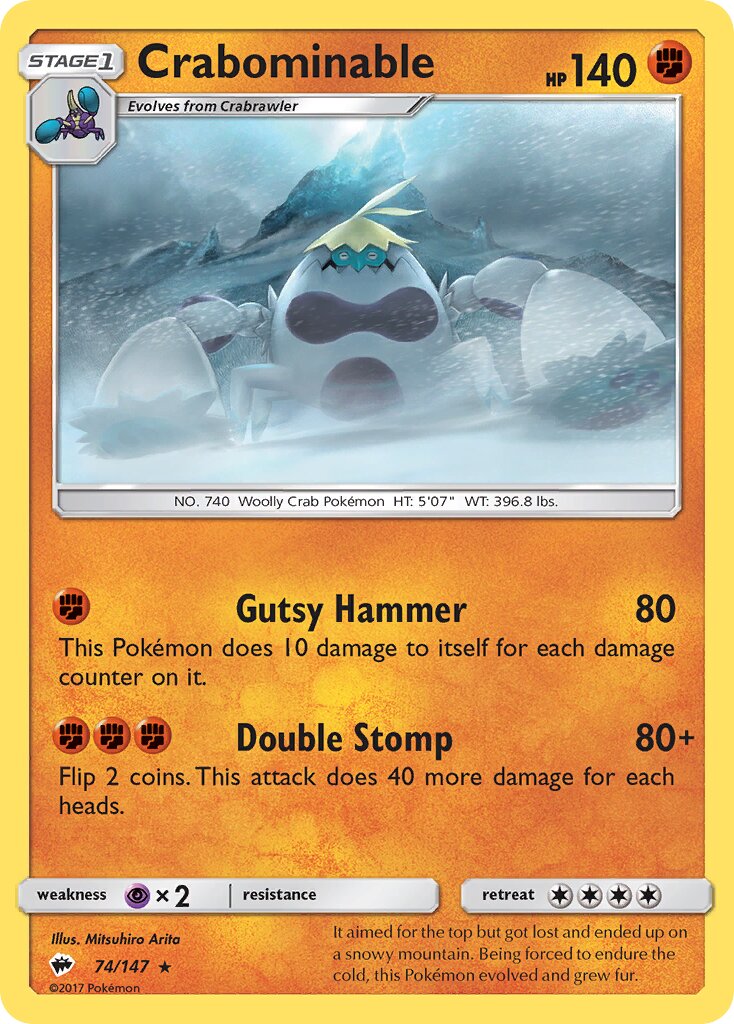 Crabominable 074/147 — Burning Shadows (English Pokémon TCG card)