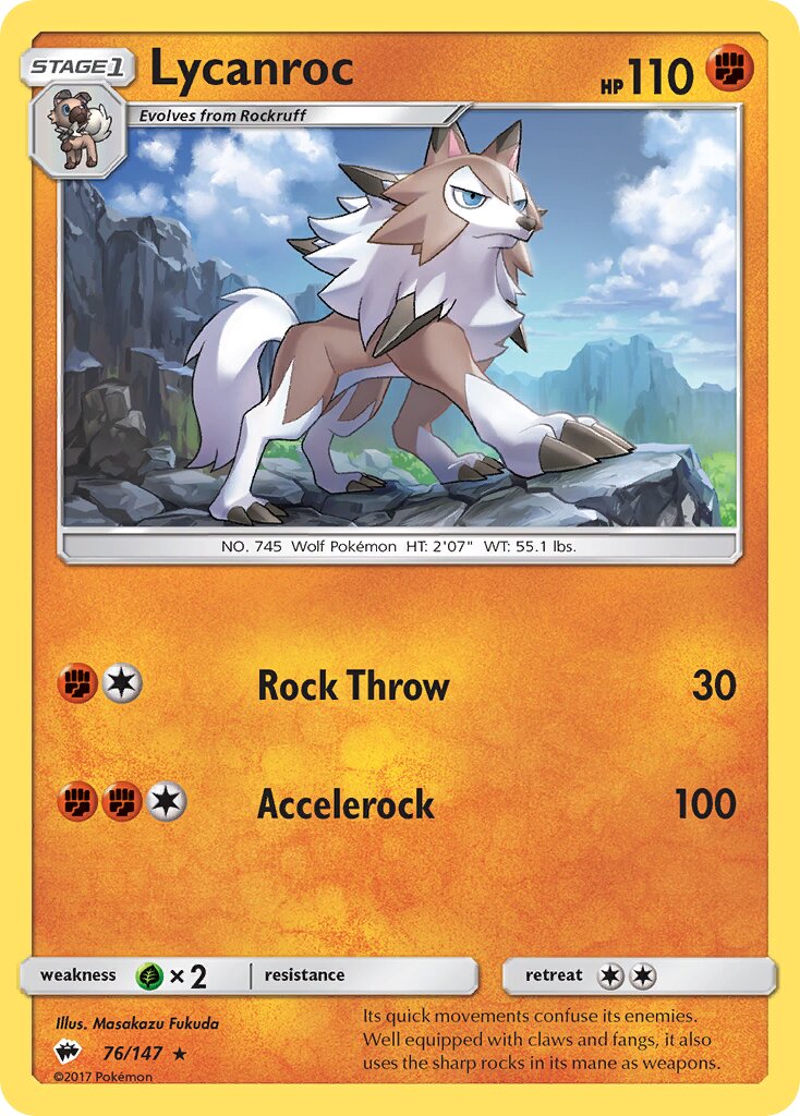 Lycanroc 076/147 — Burning Shadows (English Pokémon TCG card)