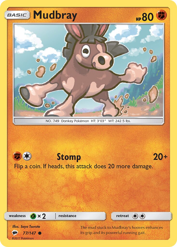 Mudbray 077/147 — Burning Shadows (English Pokémon TCG card)