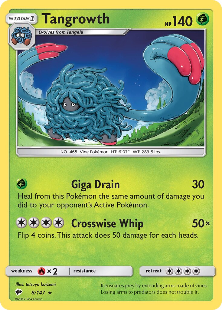 Tangrowth 008/147 — Burning Shadows (English Pokémon TCG card)