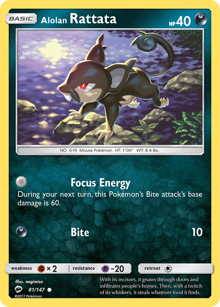 Alolan Rattata 081/147 — Burning Shadows (English Pokémon TCG card)