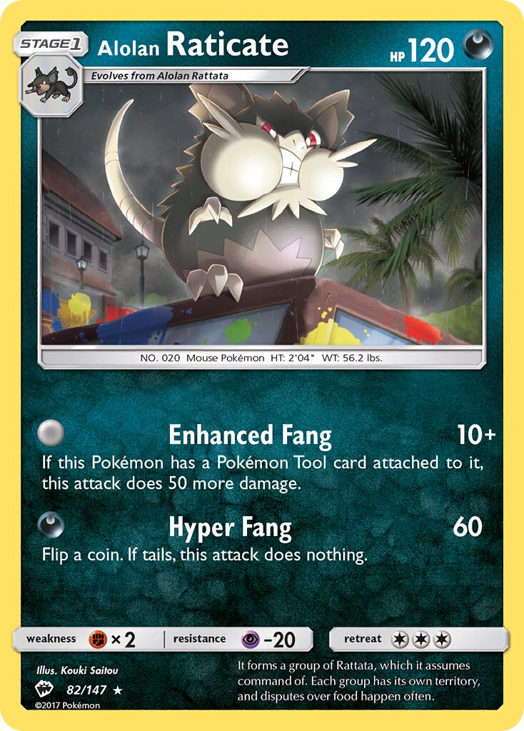 Alolan Raticate 082/147 — Burning Shadows (English Pokémon TCG card)