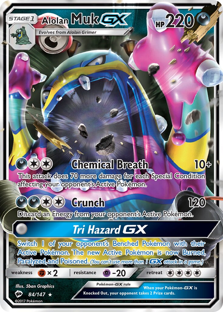 Alolan Muk-GX 084/147 — Burning Shadows (English Pokémon TCG card)