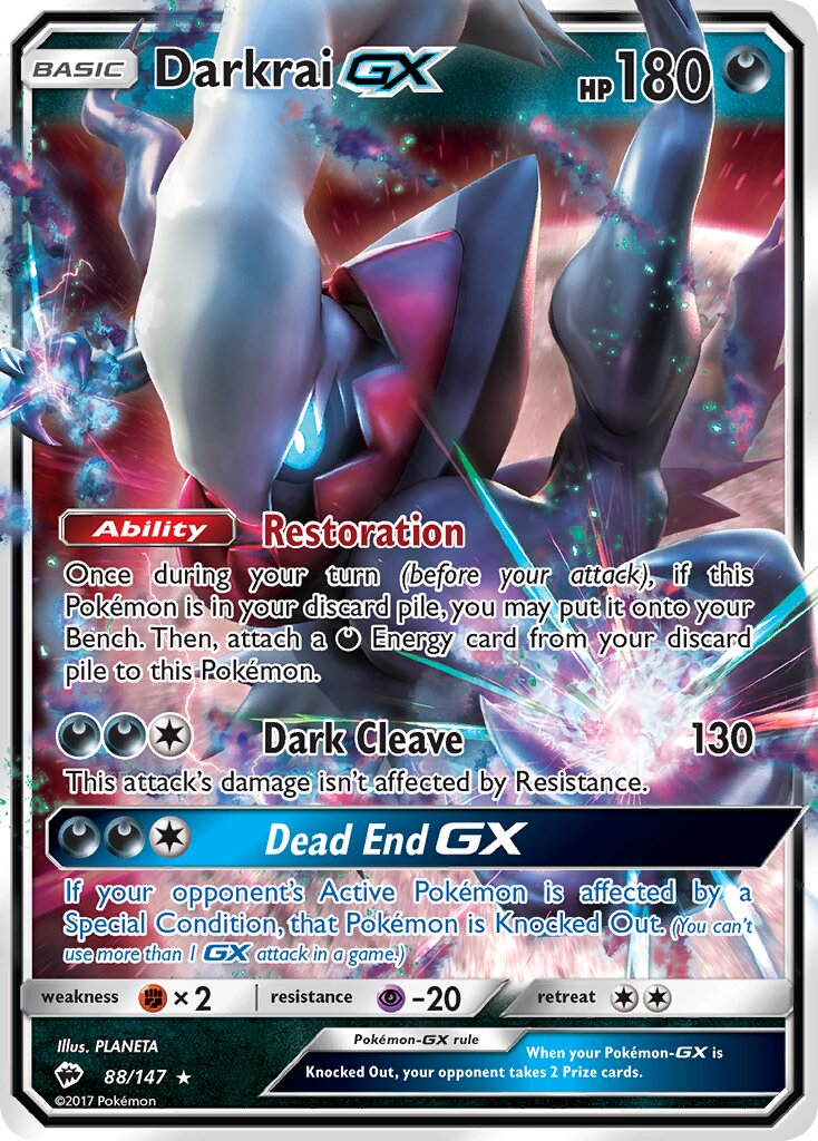 Darkrai-GX 088/147 — Burning Shadows (English Pokémon TCG card)
