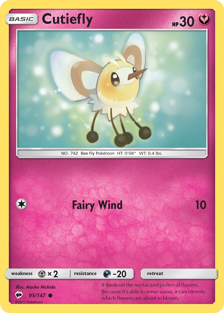 Cutiefly 095/147 — Burning Shadows (English Pokémon TCG card)