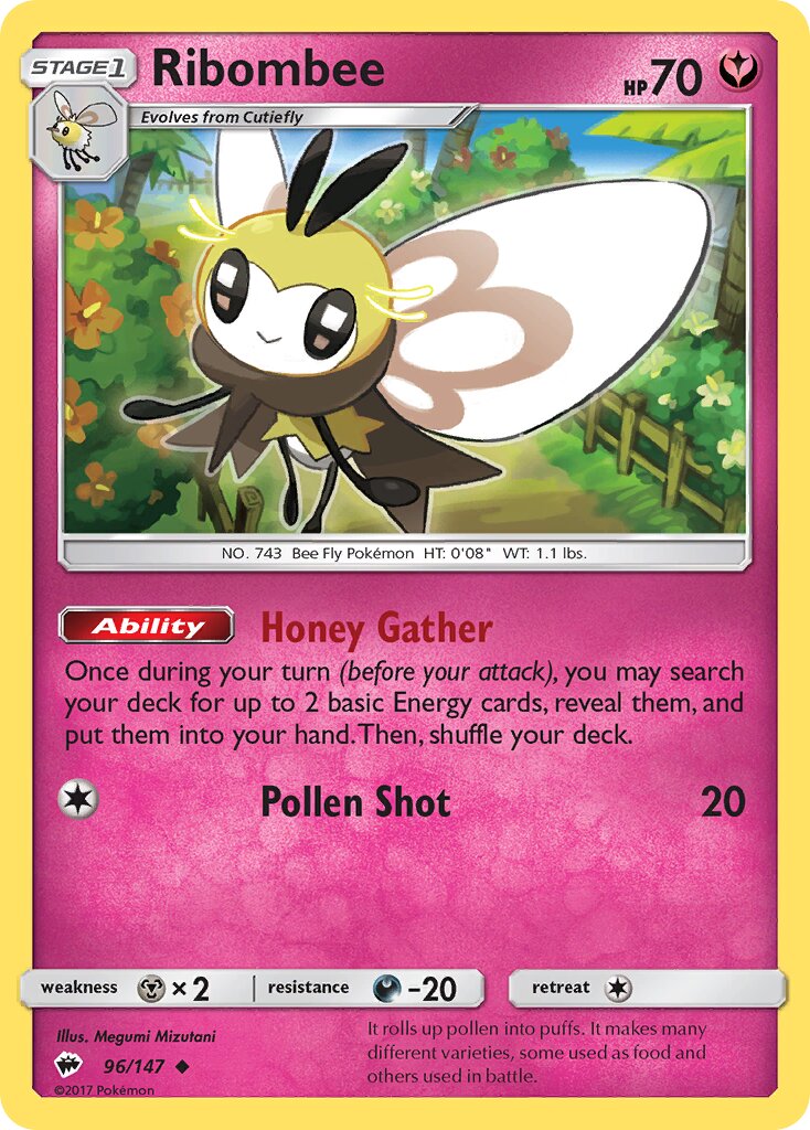 Ribombee 096/147 — Burning Shadows (English Pokémon TCG card)