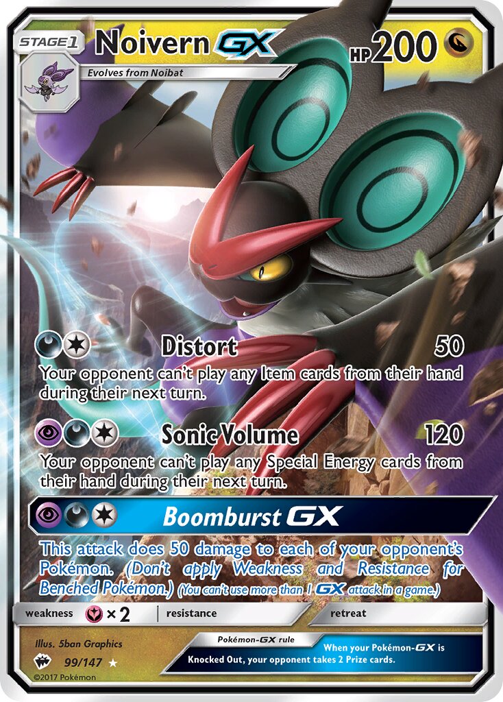 Noivern-GX 099/147 — Burning Shadows (English Pokémon TCG card)