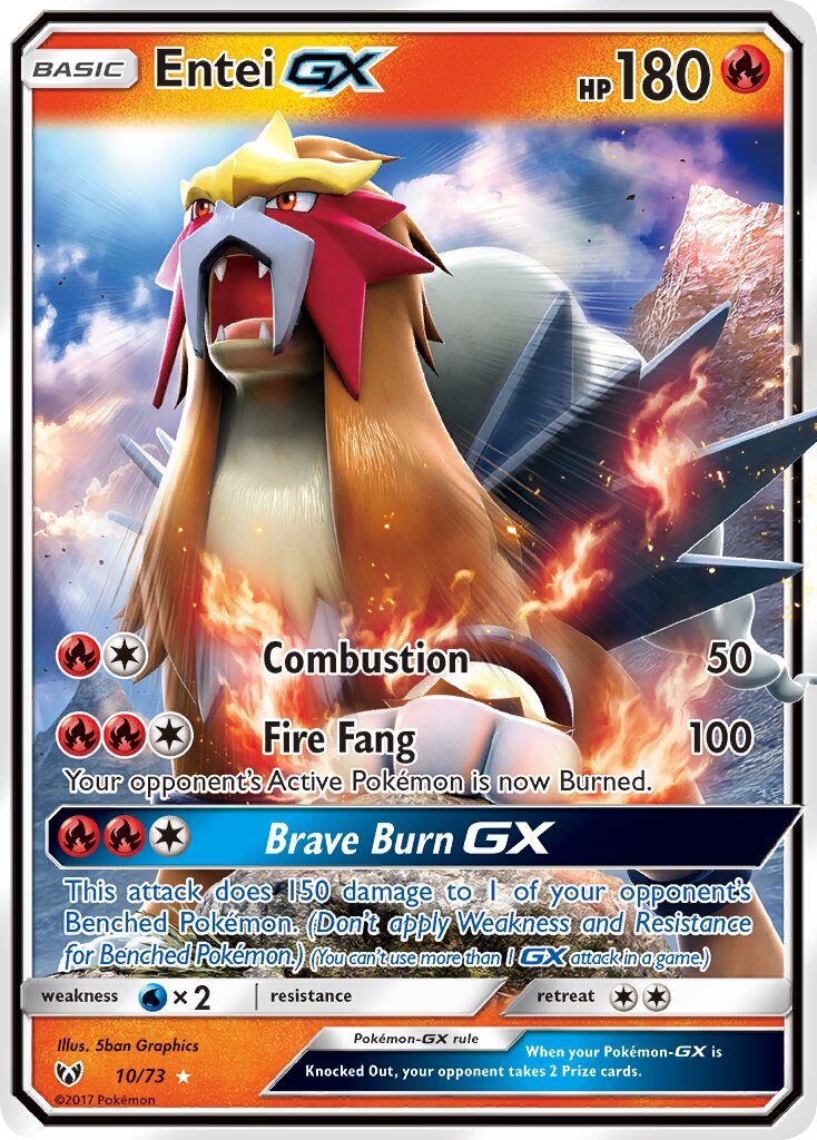 Entei-GX 010/73 — Shining Legends (English Pokémon TCG card)