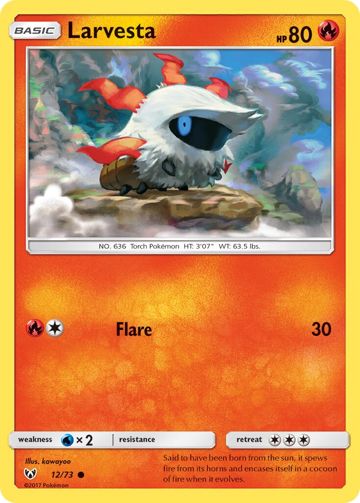 Larvesta 012/73 — Shining Legends (English Pokémon TCG card)