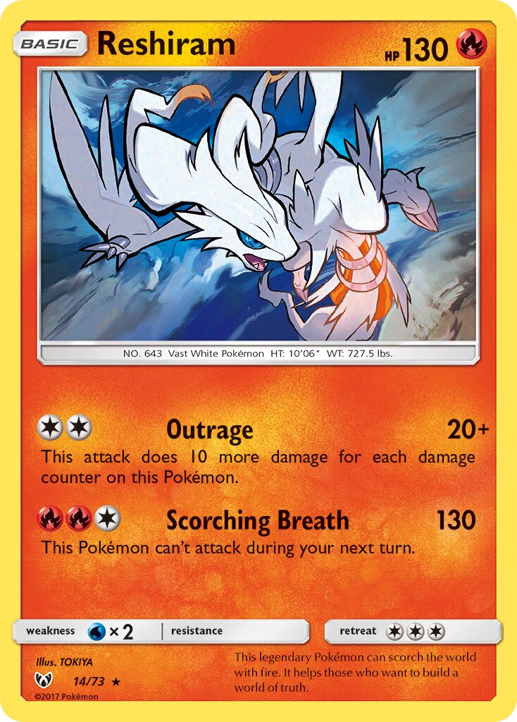 Reshiram 014/73 — Shining Legends (English Pokémon TCG card)