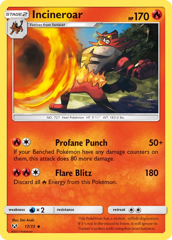 Incineroar 017/73 — Shining Legends (English Pokémon TCG card)