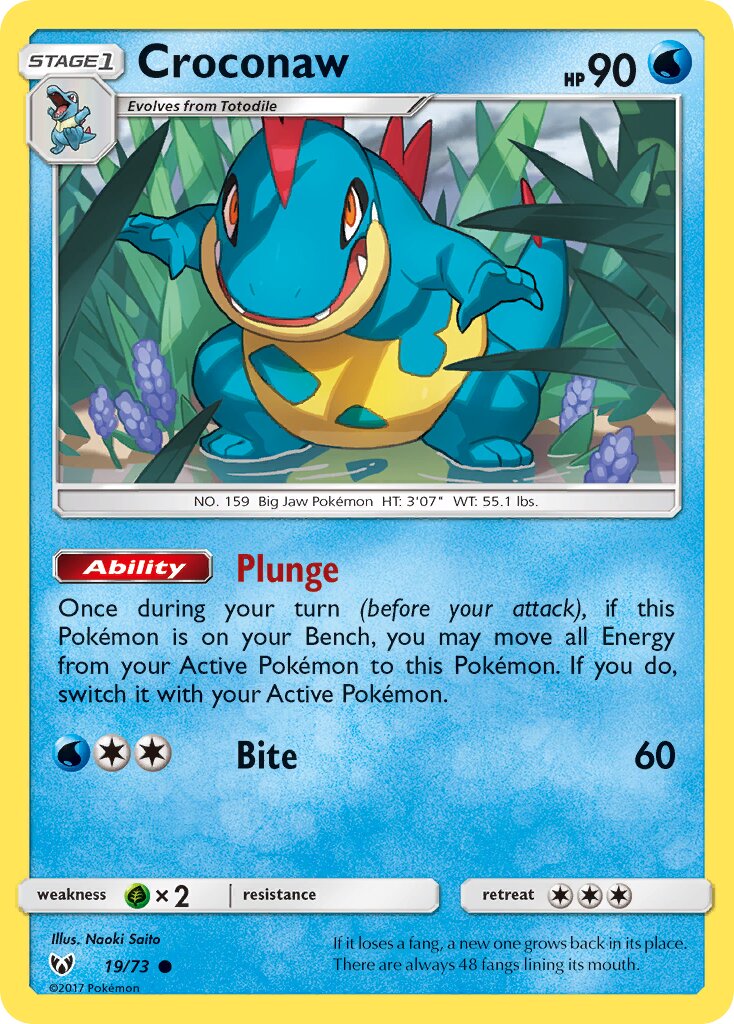 Croconaw 019/73 — Shining Legends (English Pokémon TCG card)