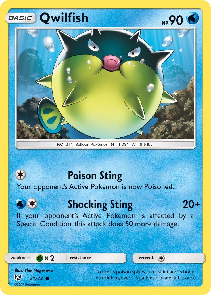 Qwilfish 021/73 — Shining Legends (English Pokémon TCG card)