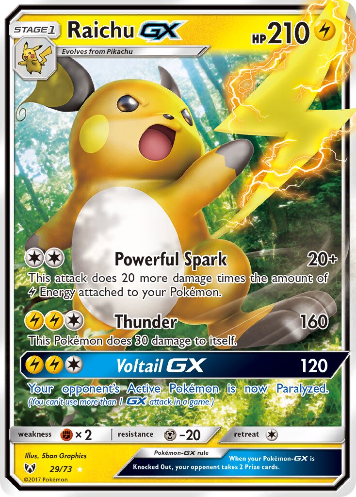 Raichu-GX 029/73 — Shining Legends (English Pokémon TCG card)