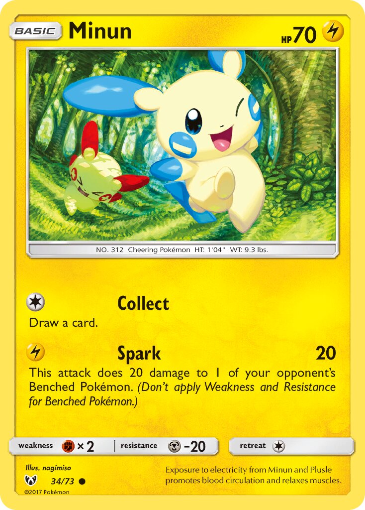 Minun 034/73 — Shining Legends (English Pokémon TCG card)