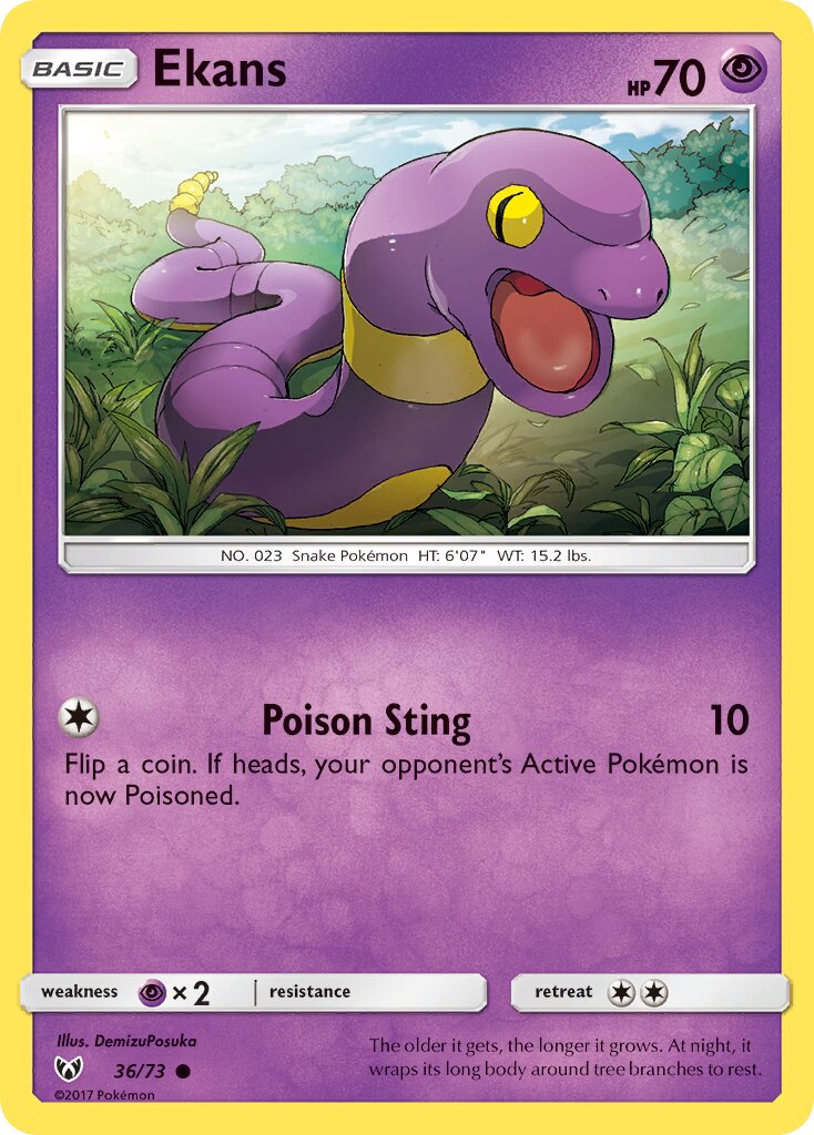 Ekans 036/73 — Shining Legends (English Pokémon TCG card)