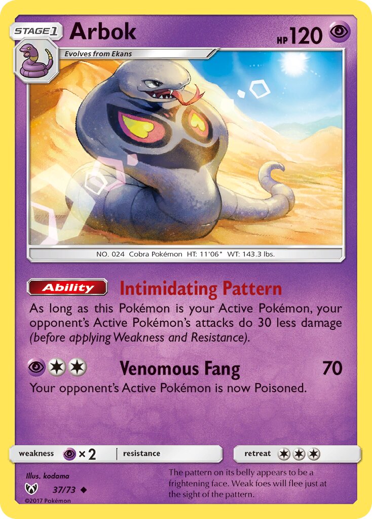 Arbok 037/73 — Shining Legends (English Pokémon TCG card)