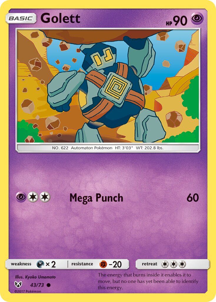 Golett 043/73 — Shining Legends (English Pokémon TCG card)