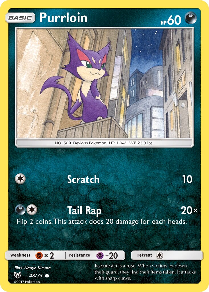 Purrloin 048/73 — Shining Legends (English Pokémon TCG card)