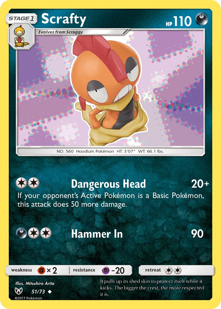 Scrafty 051/73 — Shining Legends (English Pokémon TCG card)