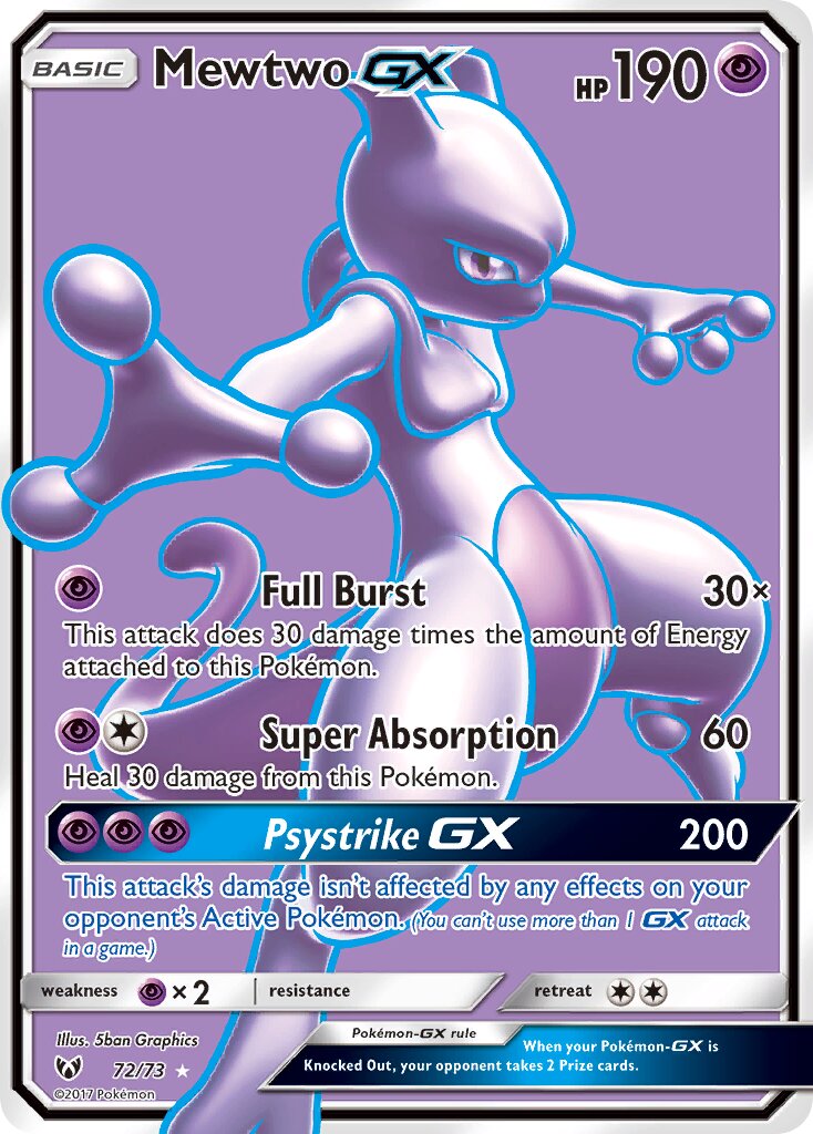 Mewtwo-GX 072/73 — Shining Legends (English Pokémon TCG card)