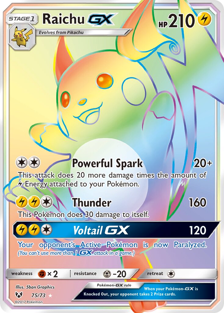 Raichu-GX 075/73 — Shining Legends (English Pokémon TCG card)