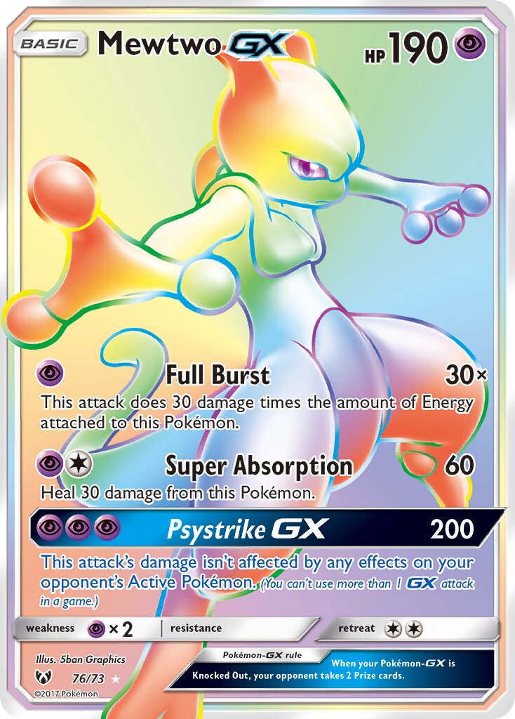Mewtwo-GX 076/73 — Shining Legends (English Pokémon TCG card)