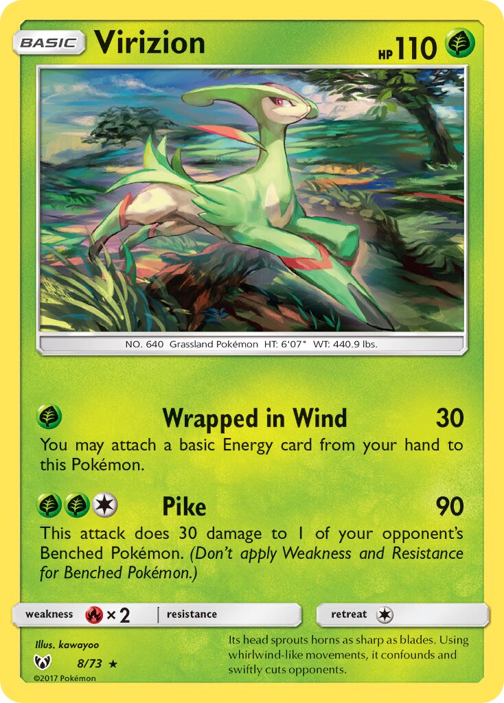 Virizion 008/73 — Shining Legends (English Pokémon TCG card)