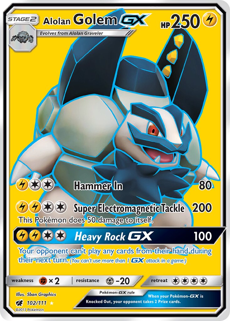 Alolan Golem-GX 102/111 — Crimson Invasion (English Pokémon TCG card)