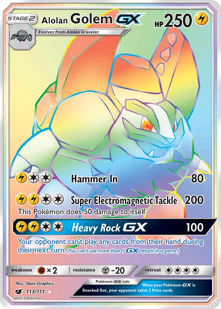 Alolan Golem-GX 113/111 — Crimson Invasion (English Pokémon TCG card)