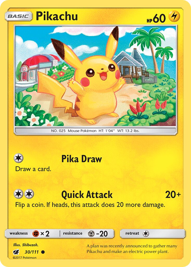 Pikachu 030/111 — Crimson Invasion (English Pokémon TCG card)