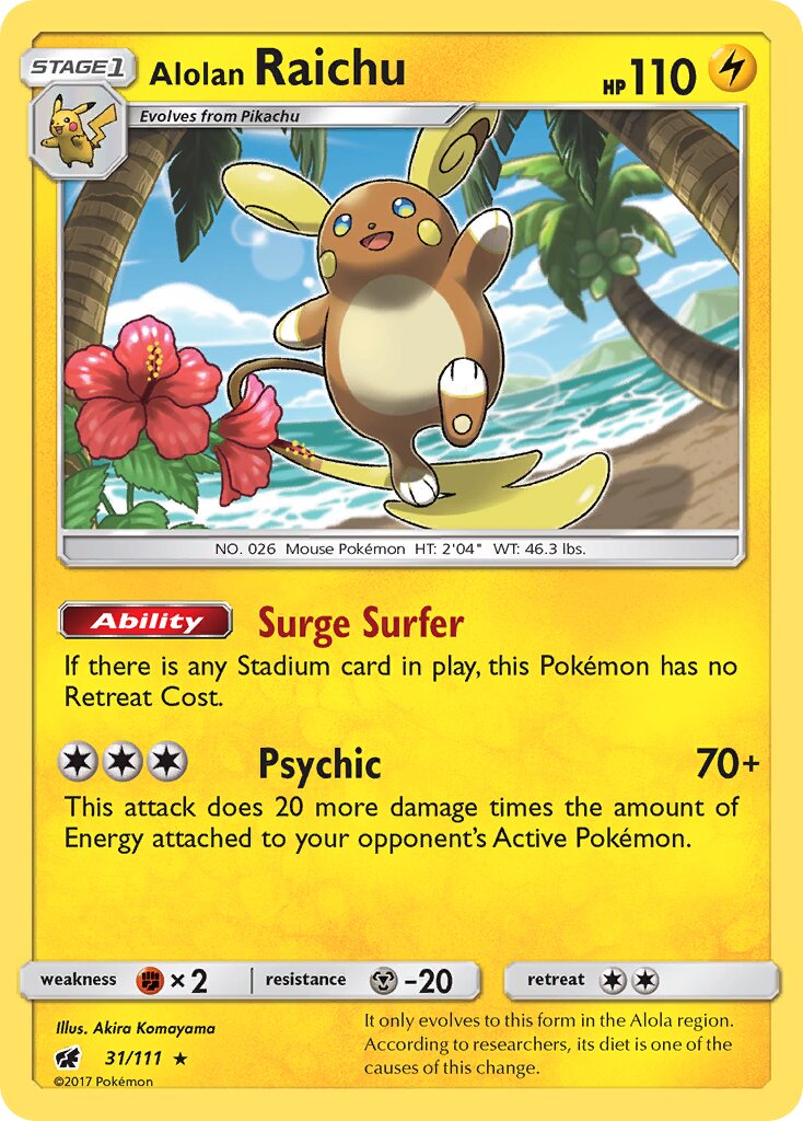Alolan Raichu 031/111 — Crimson Invasion (English Pokémon TCG card)